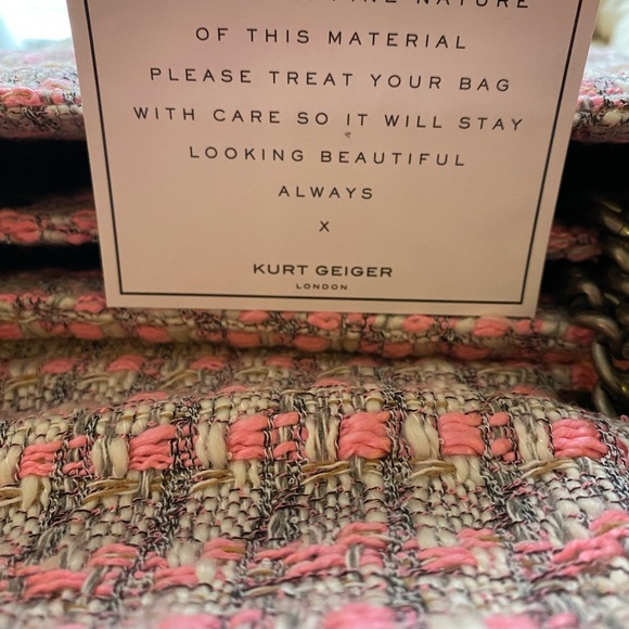 Kurt Geiger Pink Tweed Shoulder Bag with Chain - Picture 12 of 12